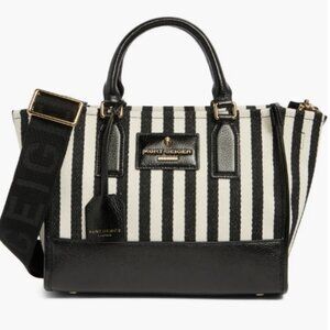 Kurt Geiger Black and White Striped Chiswick Small Shopper Tote Bag Crossbody